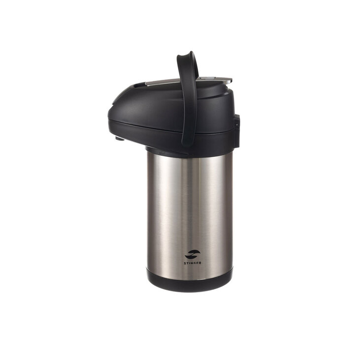 Термос с помпой Stinger л, широкий, нержавеющая сталь, серебристый,4 х 17,5 х 37,2 см