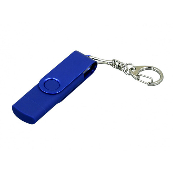Флешка с поворотным механизмом, c дополнительным разъемом Micro USB Гб, синий