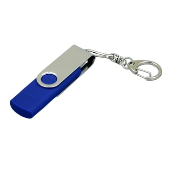 Флешка с  поворотным механизмом, c дополнительным разъемом Micro USB Гб, синий