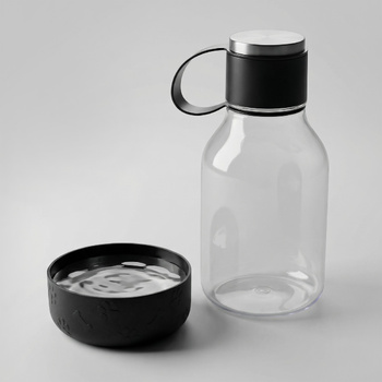 Бутылка для воды 2-в-1 «Dog Bowl Bottle» со съемной миской для питомцев мл, черный